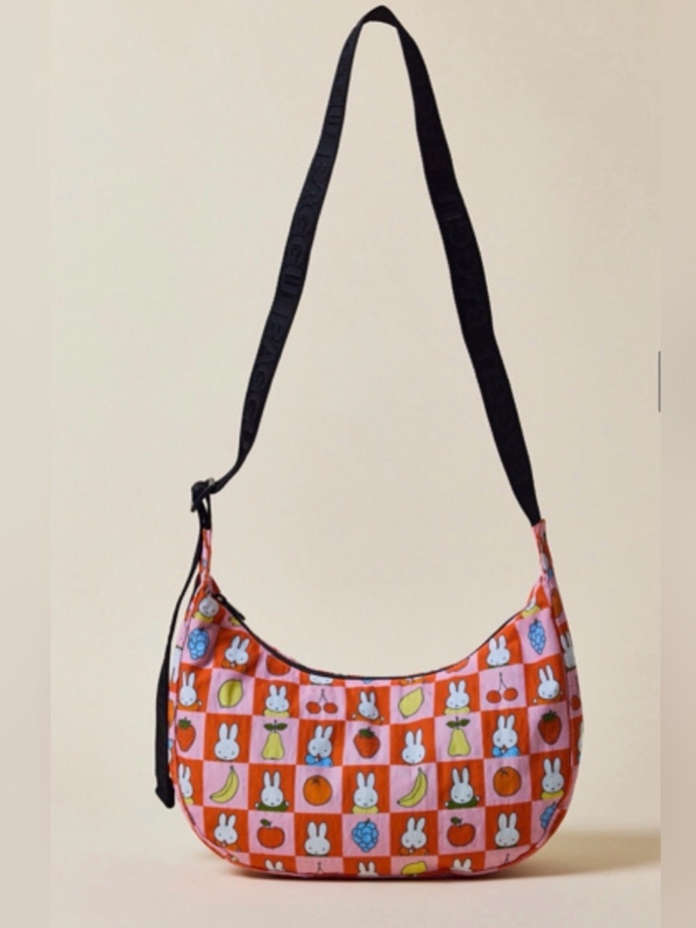 BAGGU x Miffy Medium Nylon Crescent Bag Checked Fruit NWT